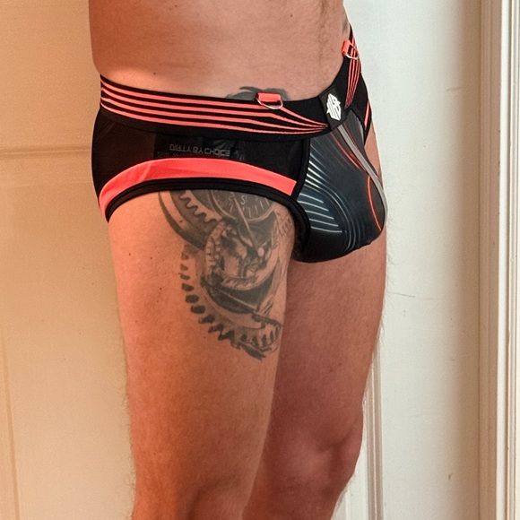 Breedwell Neon Orange and Black Men's Briefs - Picture 2 of 9